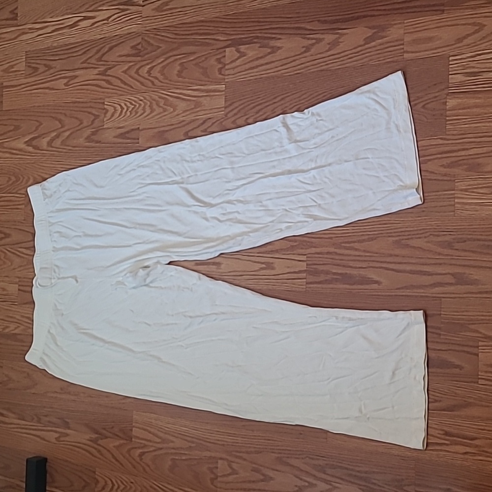 SKIMS | 2X RIBBED DRAWSTRING WHITE STRAIGHT LEG LOUNGE PANTS